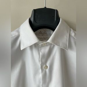👔🔥 Massimo Dutti White Dress Shirt Italian Fabric Made in Portugal Size 15